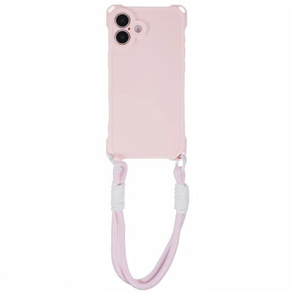 For iPhone 16 Plus Case Reinforced Corner Shockproof TPU Phone Cover with Wrist Strap