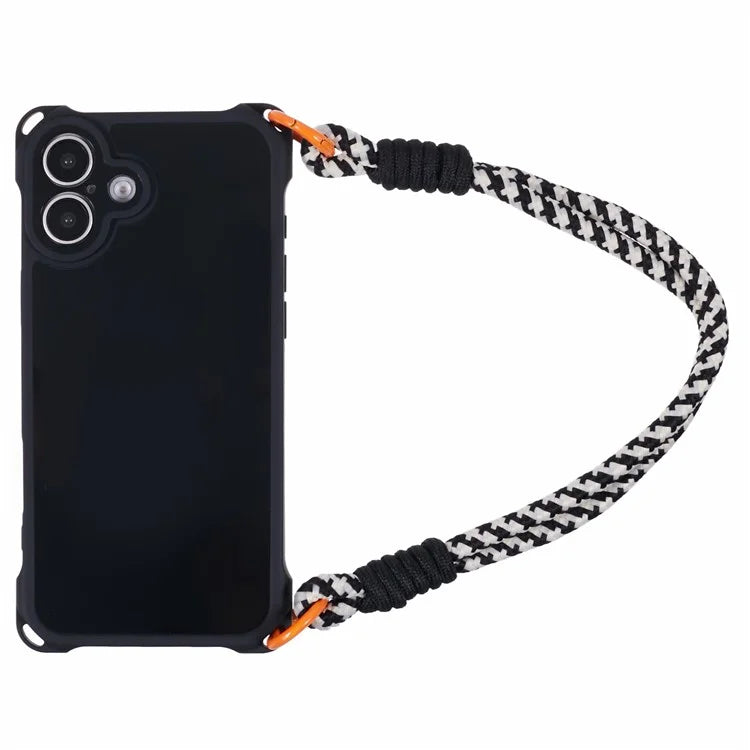 For iPhone 16 Plus Case Reinforced Corner Shockproof TPU Phone Cover with Wrist Strap