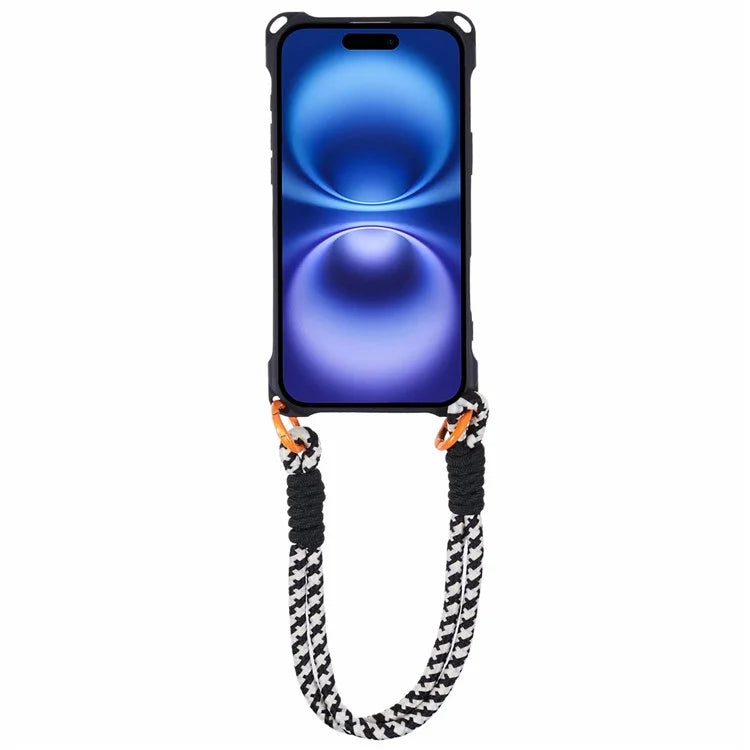For iPhone 16 Plus Case Reinforced Corner Shockproof TPU Phone Cover with Wrist Strap