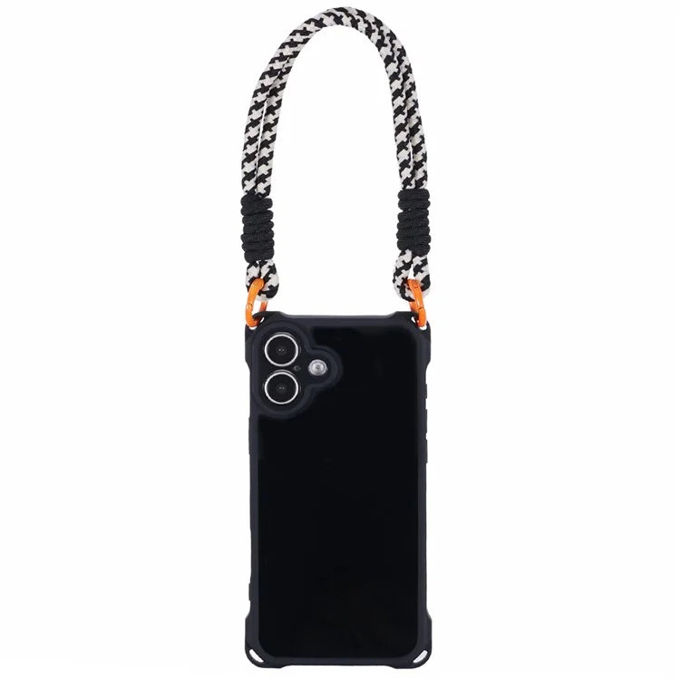 For iPhone 16 Plus Case Reinforced Corner Shockproof TPU Phone Cover with Wrist Strap