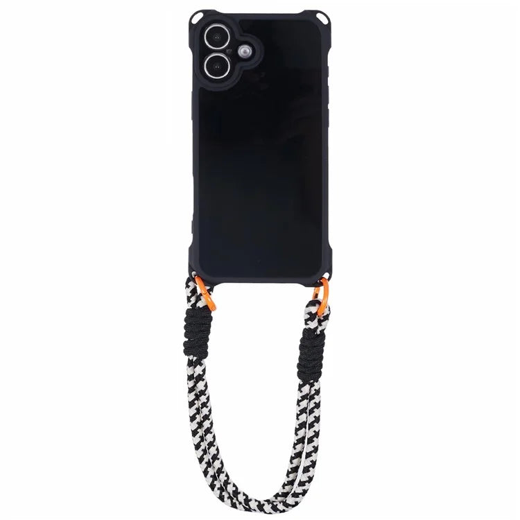 For iPhone 16 Plus Case Reinforced Corner Shockproof TPU Phone Cover with Wrist Strap