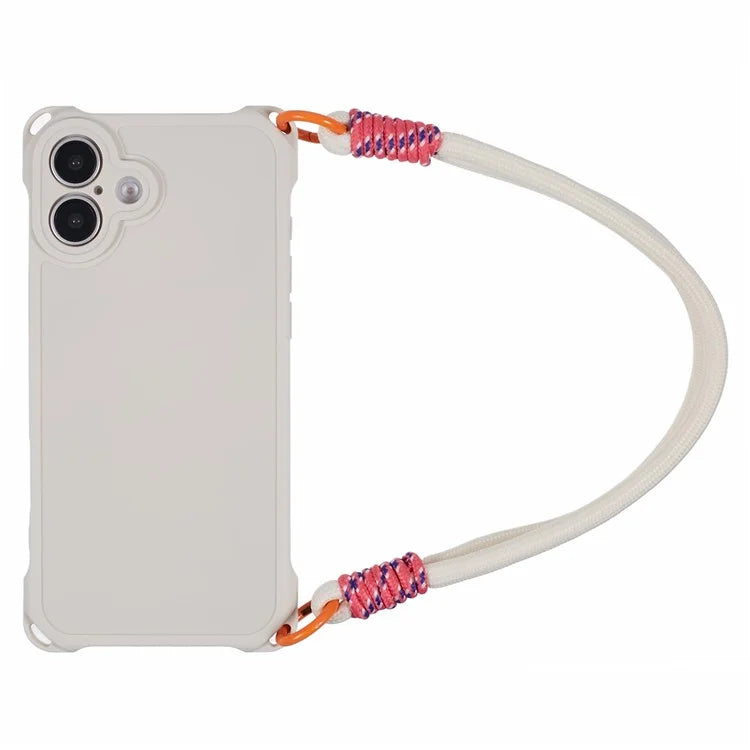 For iPhone 16 Plus Case Reinforced Corner Shockproof TPU Phone Cover with Wrist Strap