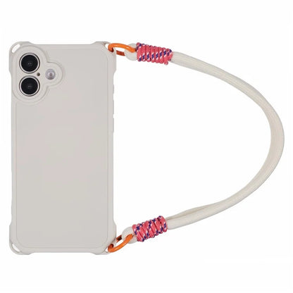 For iPhone 16 Plus Case Reinforced Corner Shockproof TPU Phone Cover with Wrist Strap