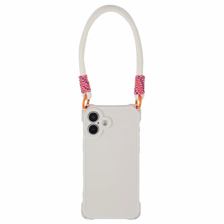 For iPhone 16 Plus Case Reinforced Corner Shockproof TPU Phone Cover with Wrist Strap