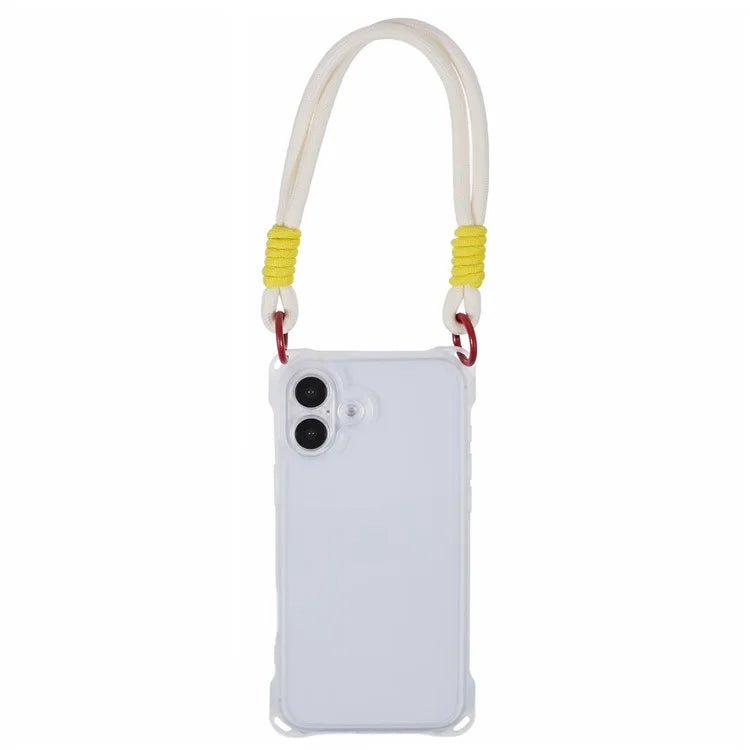 For iPhone 16 Plus Case Reinforced Corner Shockproof TPU Phone Cover with Wrist Strap