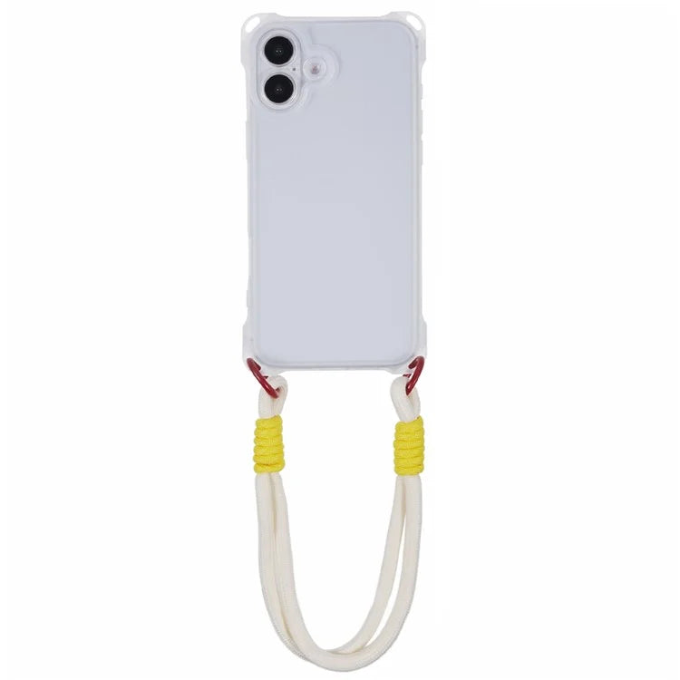 For iPhone 16 Plus Case Reinforced Corner Shockproof TPU Phone Cover with Wrist Strap