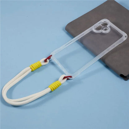For iPhone 16 Plus Case Reinforced Corner Shockproof TPU Phone Cover with Wrist Strap