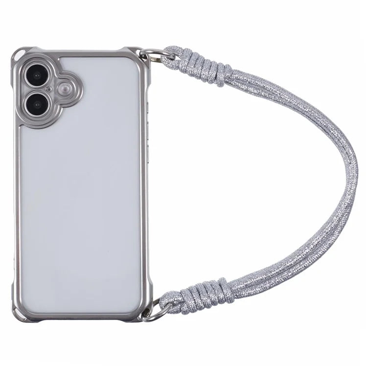 For iPhone 16 Plus Case Reinforced Corner Shockproof TPU Phone Cover with Wrist Strap