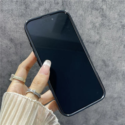 For iPhone 16 Magnetic Case Feather Texture Bling Sparkly TPU + PC Phone Cover