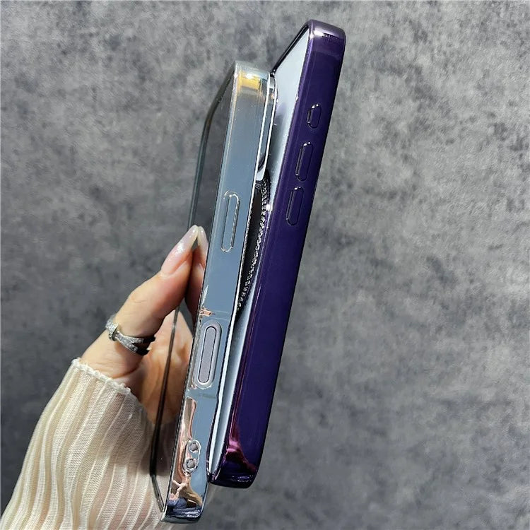 For iPhone 16 Magnetic Case Bling Rhinestone Clear TPU + PC Phone Cover