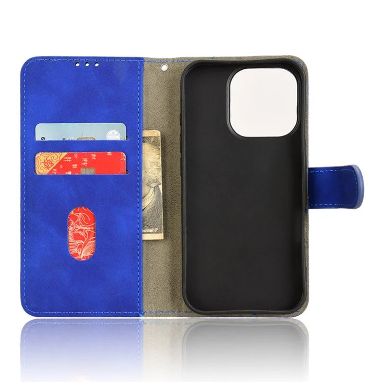 For iPhone 16 Pro Leather Case Skin-Feel Anti-Drop Wallet Flip Phone Cover