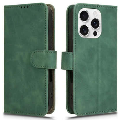 For iPhone 16 Pro Leather Case Skin-Feel Anti-Drop Wallet Flip Phone Cover