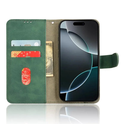 For iPhone 16 Pro Leather Case Skin-Feel Anti-Drop Wallet Flip Phone Cover