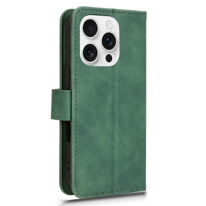 For iPhone 16 Pro Leather Case Skin-Feel Anti-Drop Wallet Flip Phone Cover