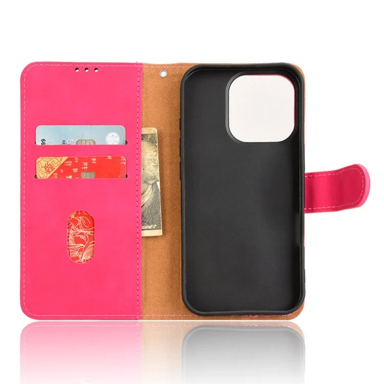 For iPhone 16 Pro Leather Case Skin-Feel Anti-Drop Wallet Flip Phone Cover