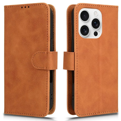 For iPhone 16 Pro Leather Case Skin-Feel Anti-Drop Wallet Flip Phone Cover