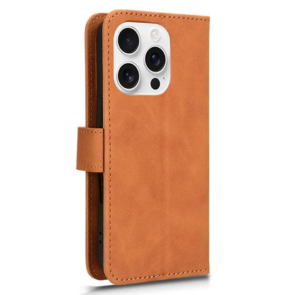 For iPhone 16 Pro Leather Case Skin-Feel Anti-Drop Wallet Flip Phone Cover