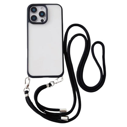 For iPhone 16 Pro Case TPU+PC Crystal Clear Back Cover with Lanyard