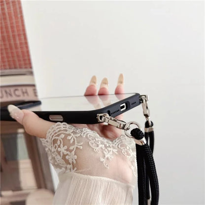 For iPhone 16 Pro Max Case TPU+PC Crystal Clear Back Cover with Lanyard