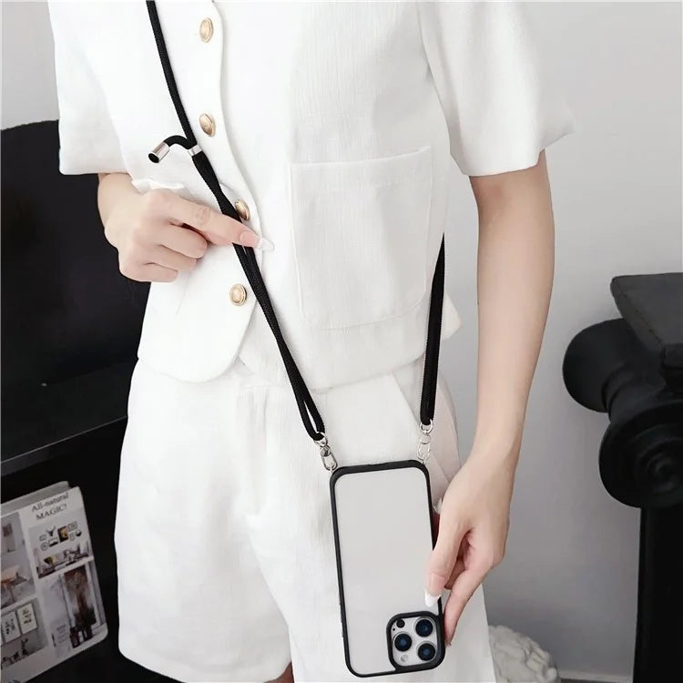 For iPhone 16 Pro Max Case TPU+PC Crystal Clear Back Cover with Lanyard
