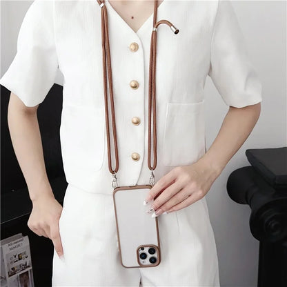 For iPhone 16 Pro Max Case TPU+PC Crystal Clear Back Cover with Lanyard