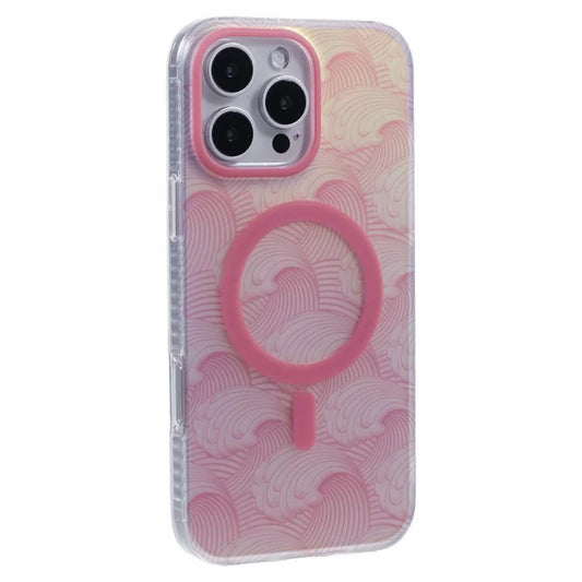 For iPhone 16 Pro Max Case Compatible with MagSafe Sea Waves IMD TPU+Acrylic Phone Cover