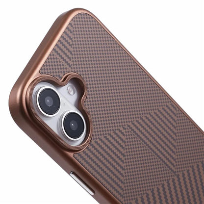 X-LEVEL For iPhone 16 Magnetic Case Rhombus Splicing Texture Hard PC Phone Cover - Titanium Gold
