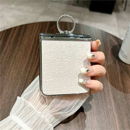 For Xiaomi Mix Flip 5G Case Fish Scale Texture Ring Holder PC Rhinestone Phone Cover