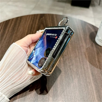 For Xiaomi Mix Flip 5G Case Fish Scale Texture Ring Holder PC Rhinestone Phone Cover