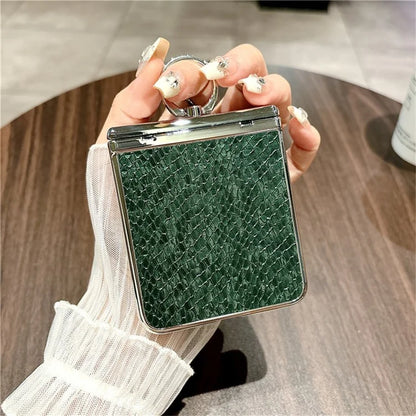 For Huawei nova Flip 5G Case Fish Scale Texture Ring Holder PC Rhinestone Phone Cover