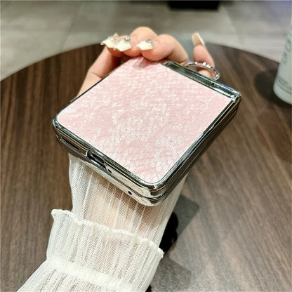 For Huawei nova Flip 5G Case Fish Scale Texture Ring Holder PC Rhinestone Phone Cover