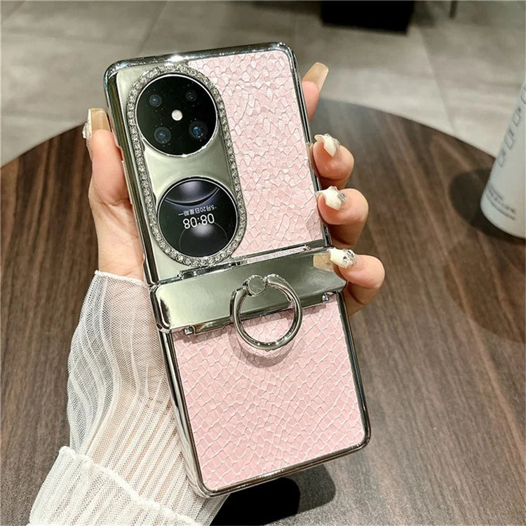 For Huawei Pocket 2 Case Fish Scale Texture Ring Holder PC Rhinestone Phone Cover