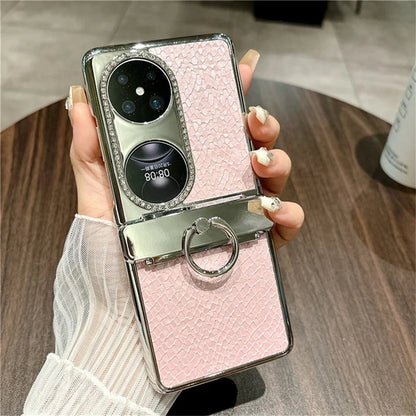For Huawei Pocket 2 Case Fish Scale Texture Ring Holder PC Rhinestone Phone Cover