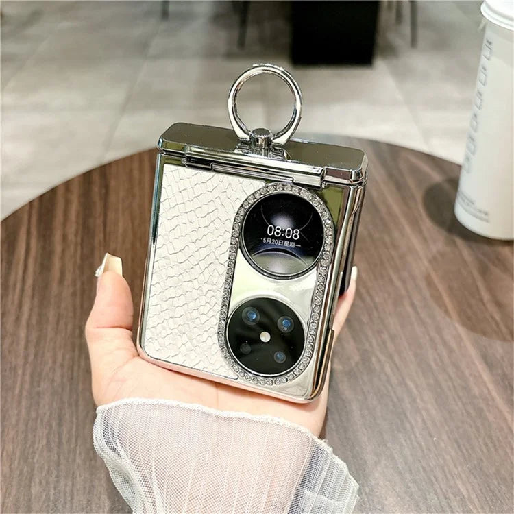 For Huawei Pocket 2 Case Fish Scale Texture Ring Holder PC Rhinestone Phone Cover
