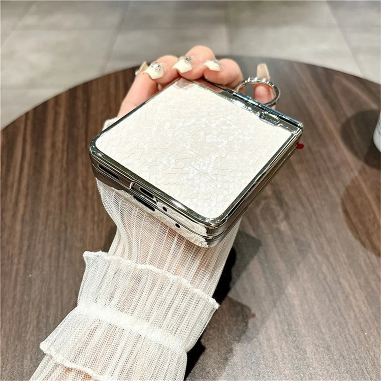 For Honor Magic V Flip 5G Case Fish Scale Texture Ring Holder PC Rhinestone Phone Cover