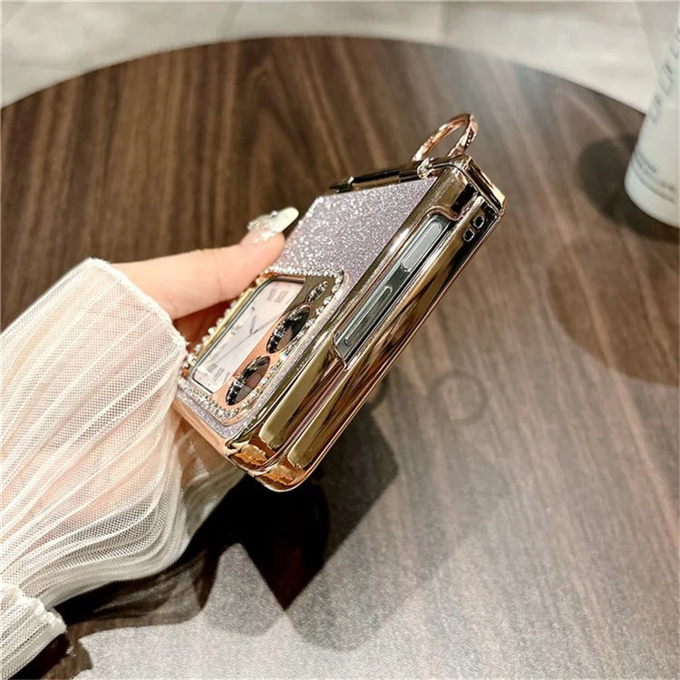 For Huawei nova Flip 5G Case Glitter Design Rhinestone Decor Hard PC Phone Cover