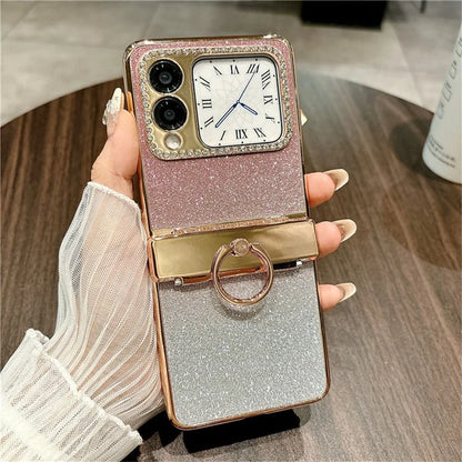 For Huawei nova Flip 5G Case Glitter Design Rhinestone Decor Hard PC Phone Cover