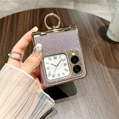 For Huawei nova Flip 5G Case Glitter Design Rhinestone Decor Hard PC Phone Cover