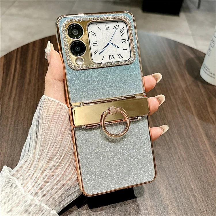 For Huawei nova Flip 5G Case Glitter Design Rhinestone Decor Hard PC Phone Cover