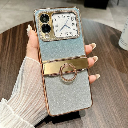 For Huawei nova Flip 5G Case Glitter Design Rhinestone Decor Hard PC Phone Cover