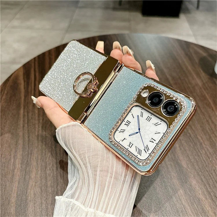 For Huawei nova Flip 5G Case Glitter Design Rhinestone Decor Hard PC Phone Cover