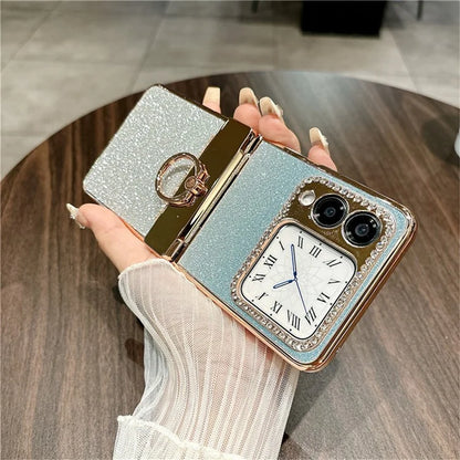 For Huawei nova Flip 5G Case Glitter Design Rhinestone Decor Hard PC Phone Cover