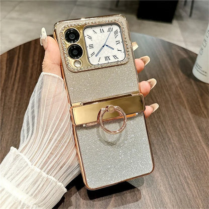 For Huawei nova Flip 5G Case Glitter Design Rhinestone Decor Hard PC Phone Cover