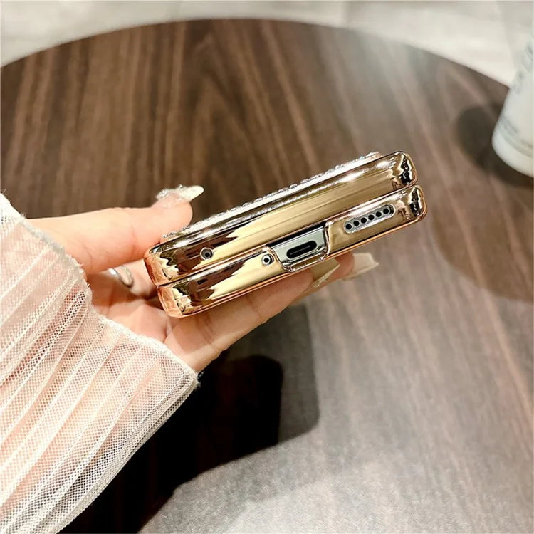 For Huawei nova Flip 5G Case Glitter Design Rhinestone Decor Hard PC Phone Cover