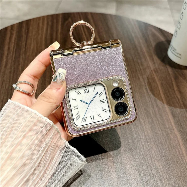 For Huawei nova Flip 5G Case Glitter Design Rhinestone Decor Hard PC Phone Cover