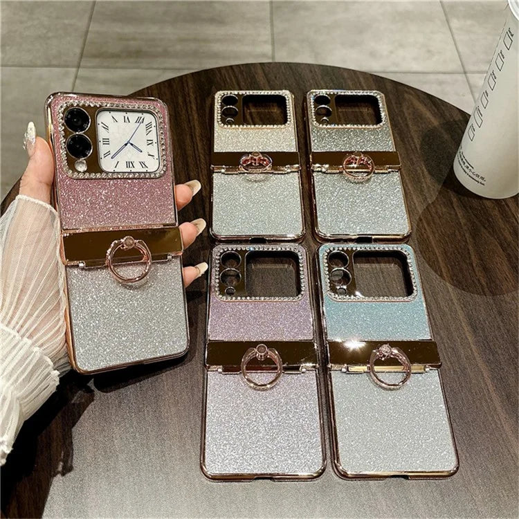 For Huawei nova Flip 5G Case Glitter Design Rhinestone Decor Hard PC Phone Cover