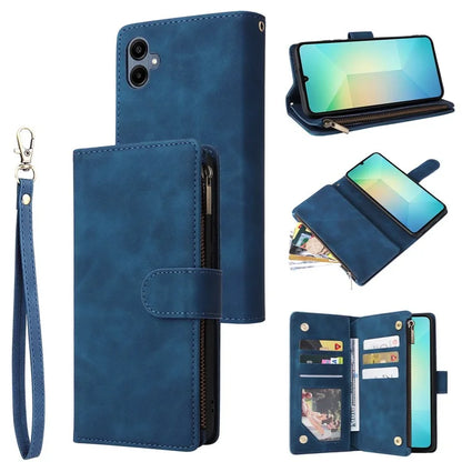 For Samsung Galaxy A06 Case Zipper Wallet Multiple Card Slots Leather Phone Cover
