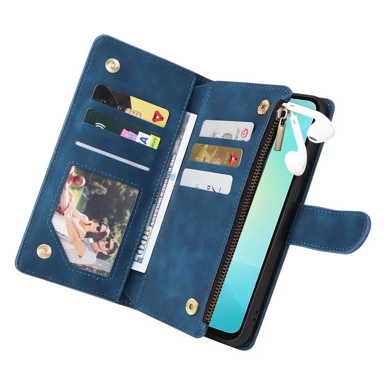 For Samsung Galaxy A06 Case Zipper Wallet Multiple Card Slots Leather Phone Cover
