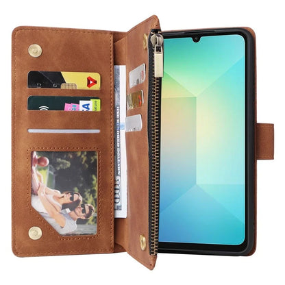 For Samsung Galaxy A06 Case Zipper Wallet Multiple Card Slots Leather Phone Cover