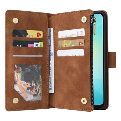 For Samsung Galaxy A06 Case Zipper Wallet Multiple Card Slots Leather Phone Cover